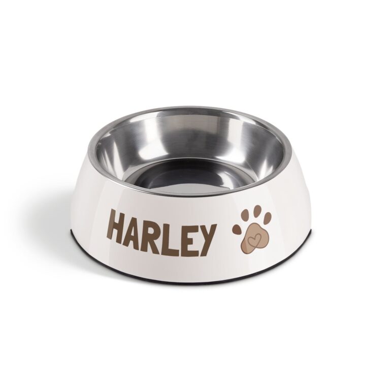 personalised dog food bowl – white – 350 ml