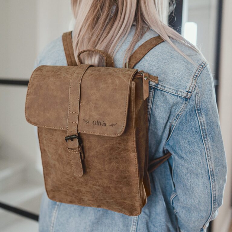 Personalised PU leather backpack - Small - Engraved with name/text personalised pu leather backpack – small – engraved with name/text