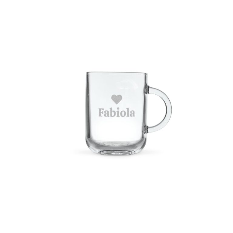personalised glass mug – round – engraved