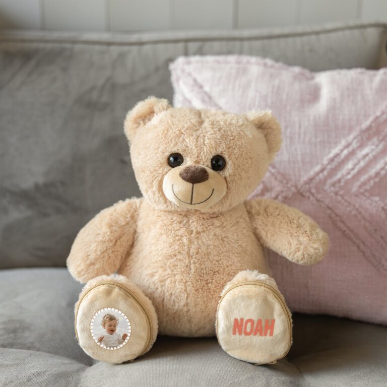 personalised teddy bear with feet pockets
