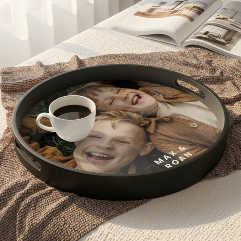 Personalised serving tray - Round - Black - 40 cm personalised serving tray – round – black – 40 cm