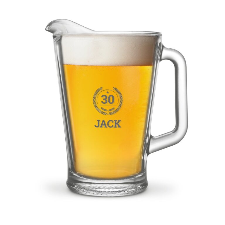 engraved glass jug