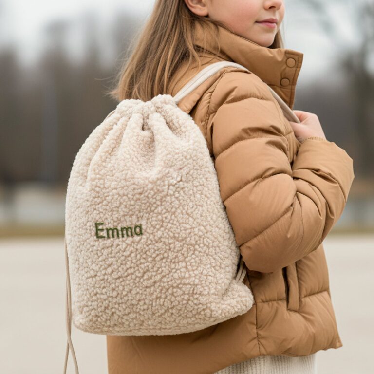 personalised teddy drawstring bag