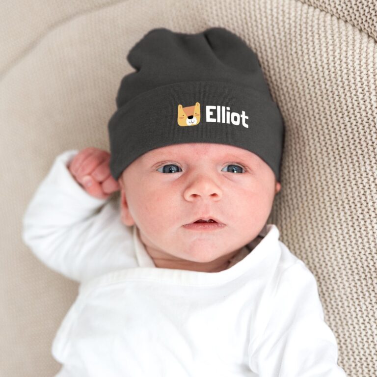 baby hat – printed – antracite