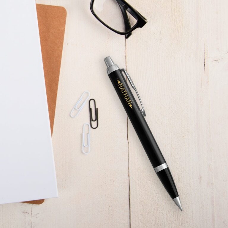 personalised ballpoint pen – parker – im black – left handed