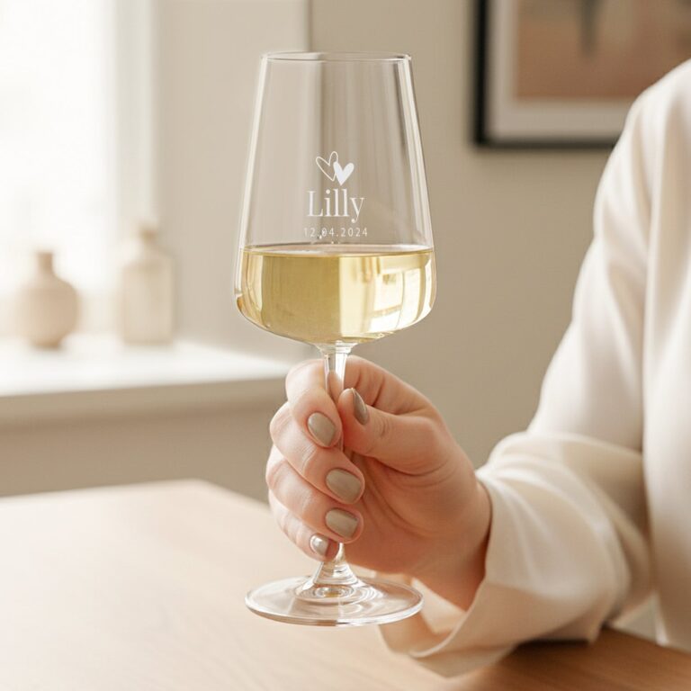 personalised wine glass – white – luxury glass – 2 pcs