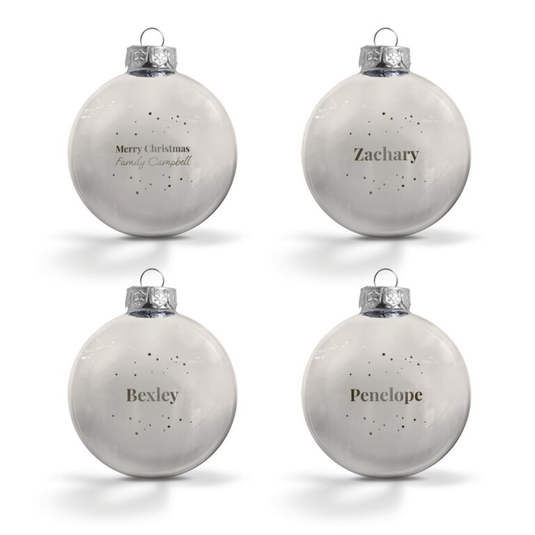 Personalised glass baubles - Silver (4 pieces) personalised glass baubles – silver (4 pieces)