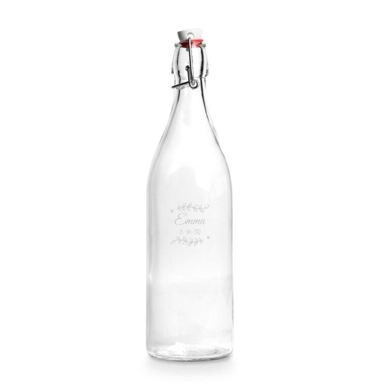 personalised glass bottle – fliptop – engraved