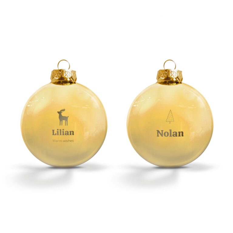 personalised glass baubles – gold (set of 2)