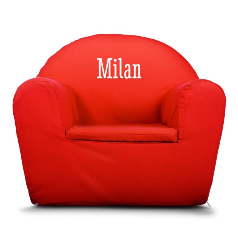personalised toddler chair – red – printed