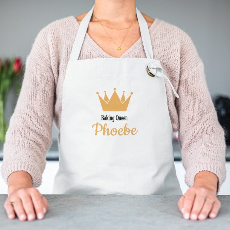 personalised kitchen apron – white