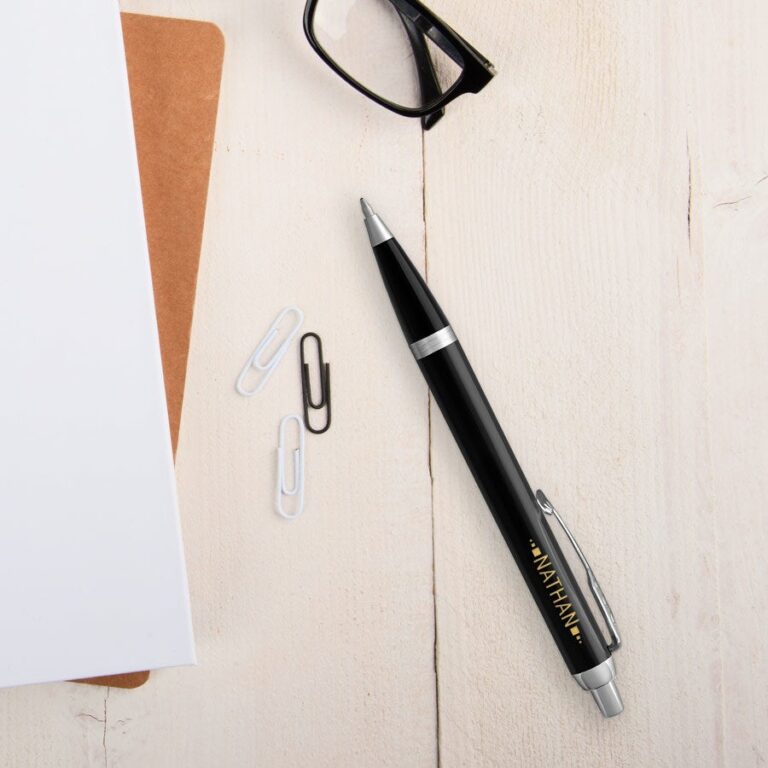 personalised ballpoint pen – parker – im – black – right handed