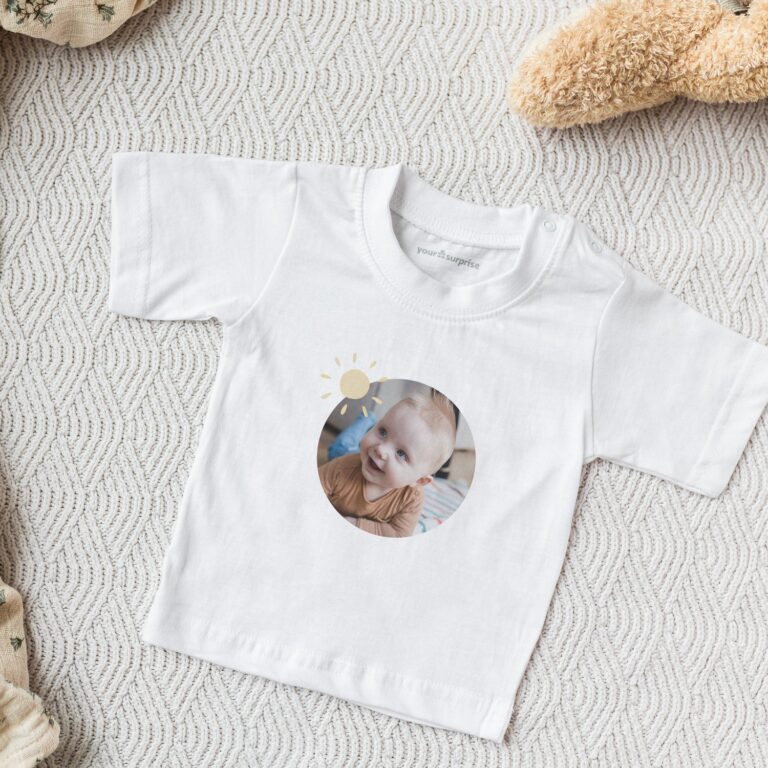 personalised baby t shirt – short sleeve – white – 50/56