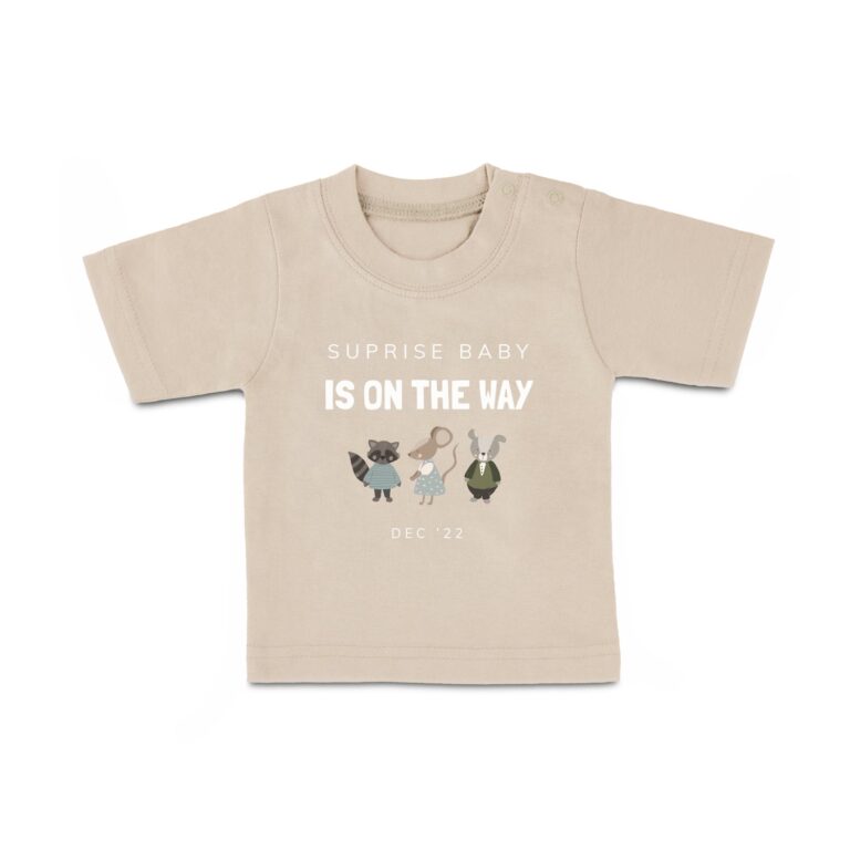 baby t shirt – printed – short sleeves – beige – 50/56