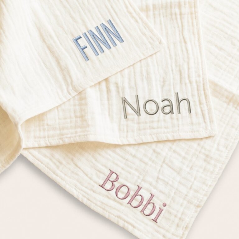 Personalised Muslin Cloth - Cotton Muslin - Embroidered - 60 x 60 cm personalised muslin cloth – cotton muslin – embroidered – 60 x 60 cm