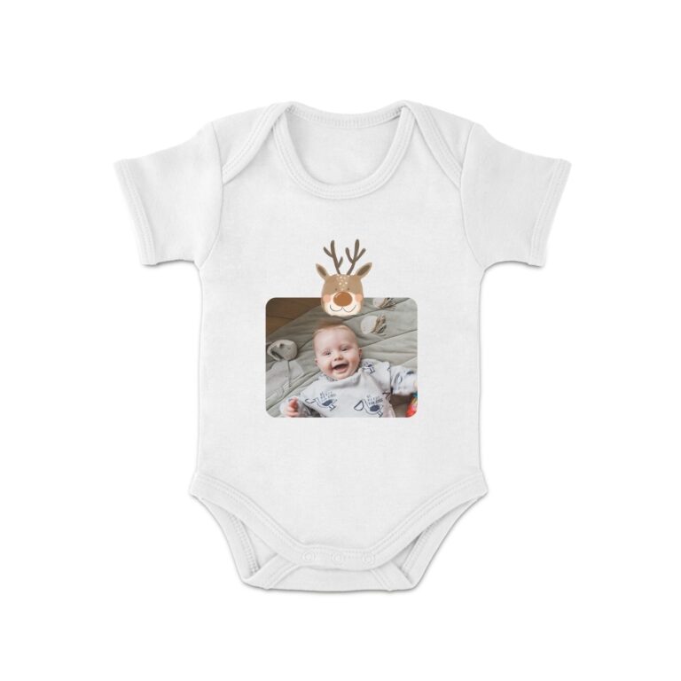 my first christmas babygrow – printed – short sleeve – white – 50/56