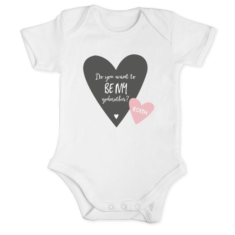 personalised baby babygrow – will you be my godfather – white – 50/56