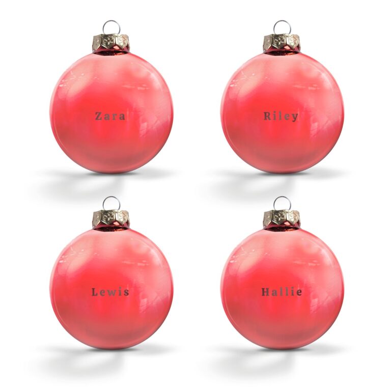 personalised glass baubles – red (4 pieces)