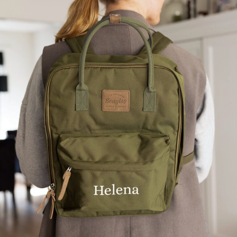 Personalised name backpack - Olive green personalised name backpack – olive green