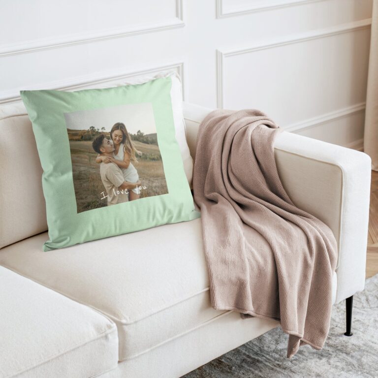 personalised cushion – 40 x 40 cm – mint green