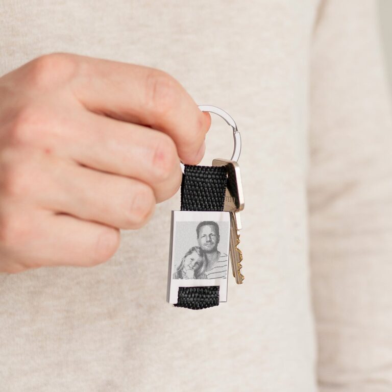 personalised key ring – rectangular – deluxe – stainless steel – engraved