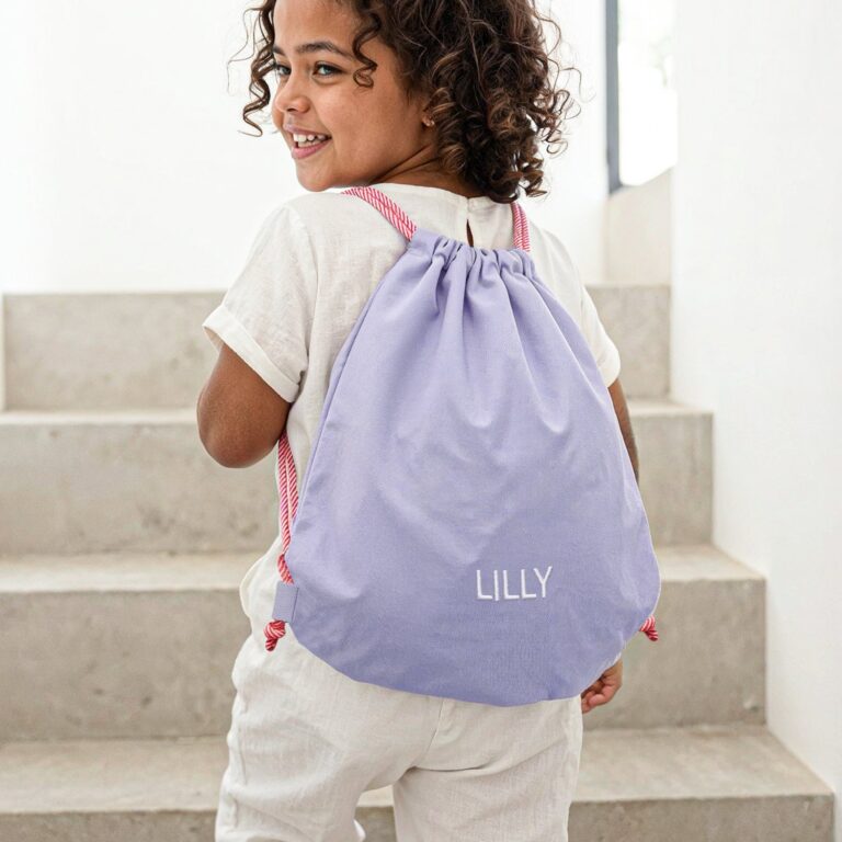 Personalised drawstring bag - Lilac personalised drawstring bag – lilac