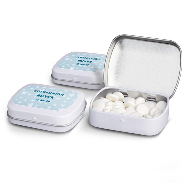 personalised sweets tins – peppermints – set of 60