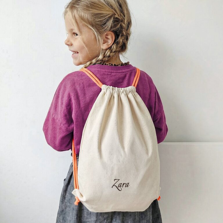 personalised drawstring bag – beige