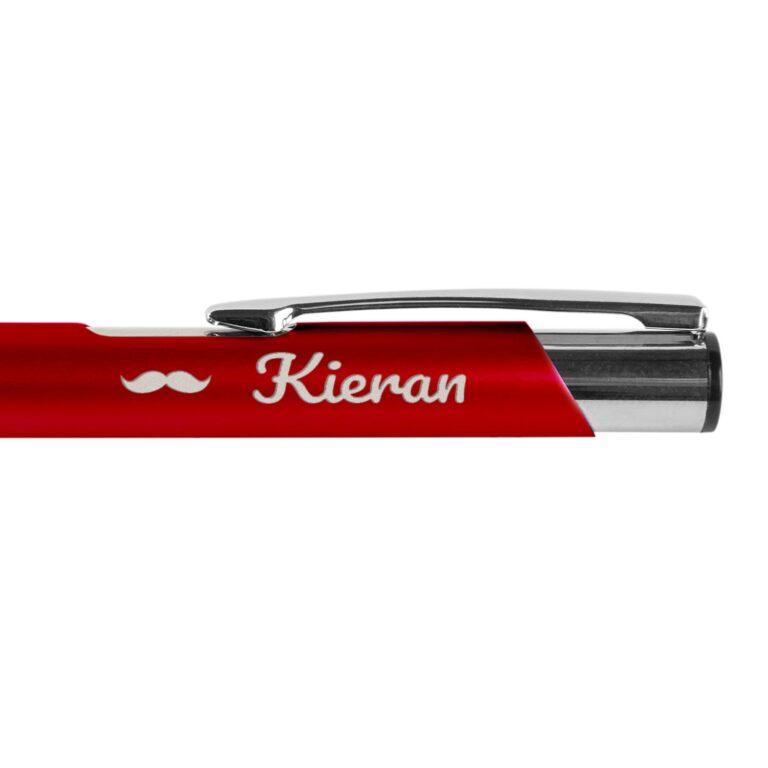 personalised pen – viva – tess – ballpoint – engraved – red – right handed