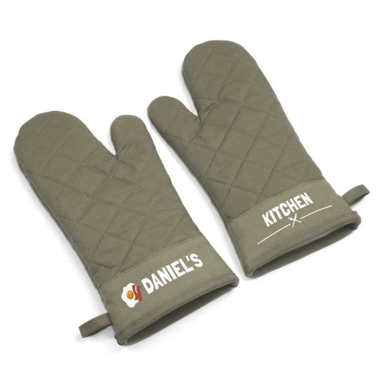 personalised oven gloves – 2 pcs – khaki green