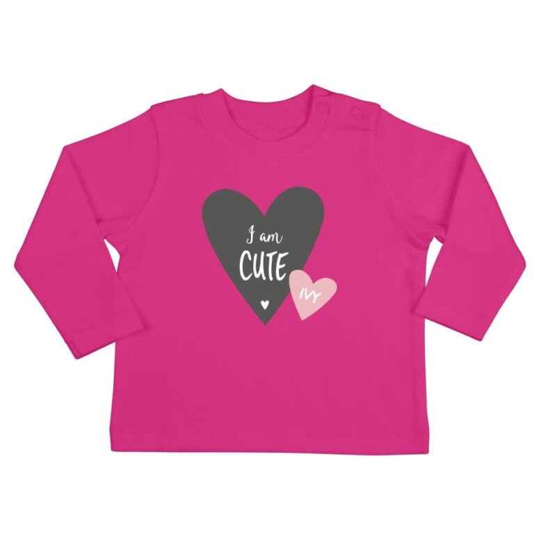 personalised baby t shirt – long sleeve – fuchsia – 50/56