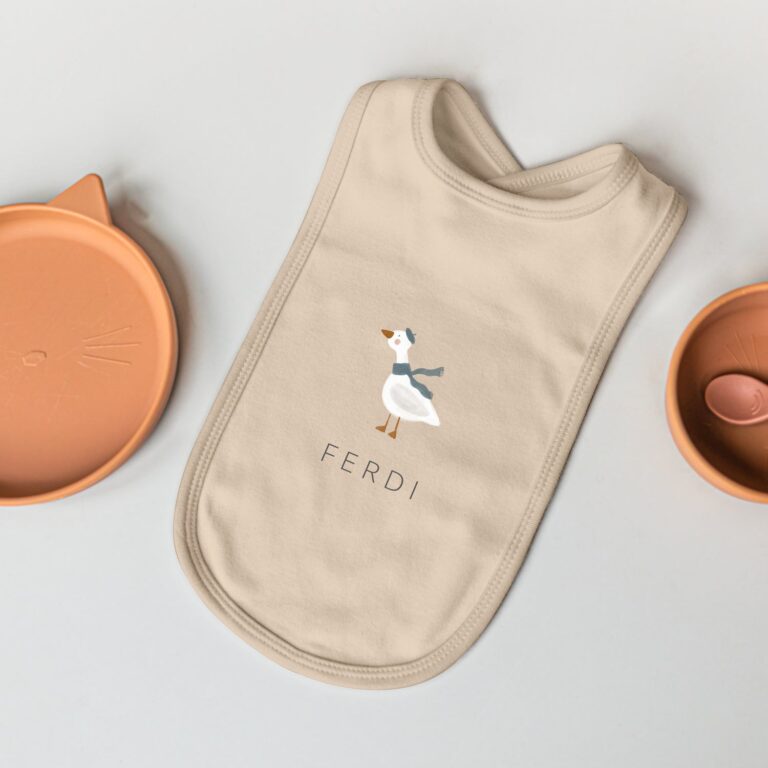 personalised bib – beige