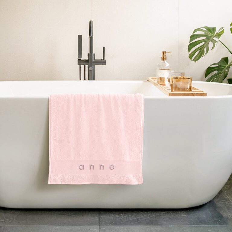 Embroidered towel - Pink embroidered towel – pink