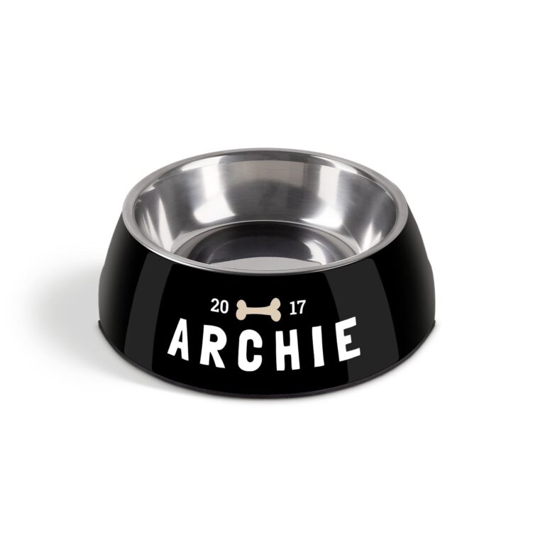 personalised dog food bowl – black – 350 ml
