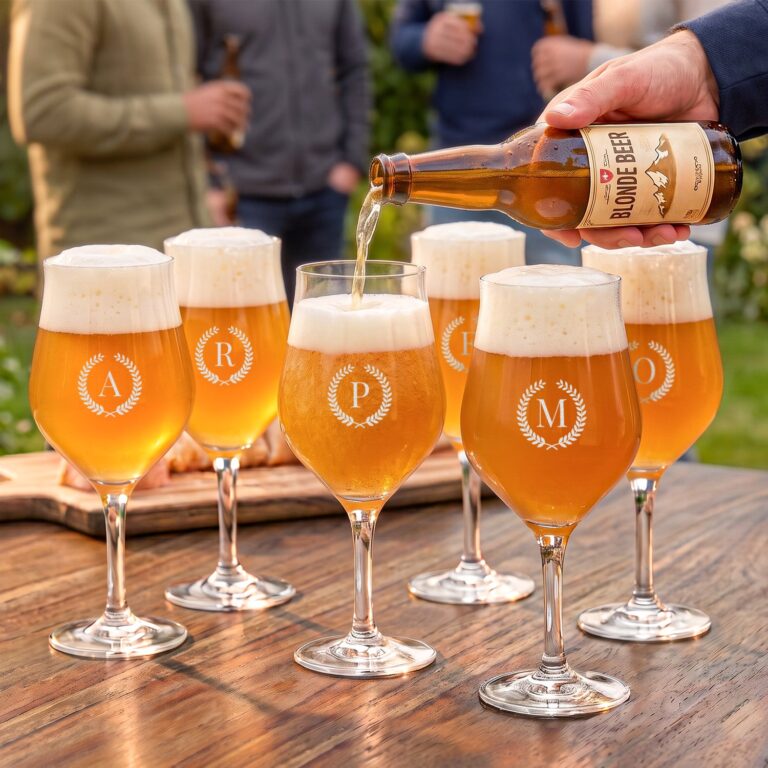 personalised craft beer glass – modern – 6 pcs