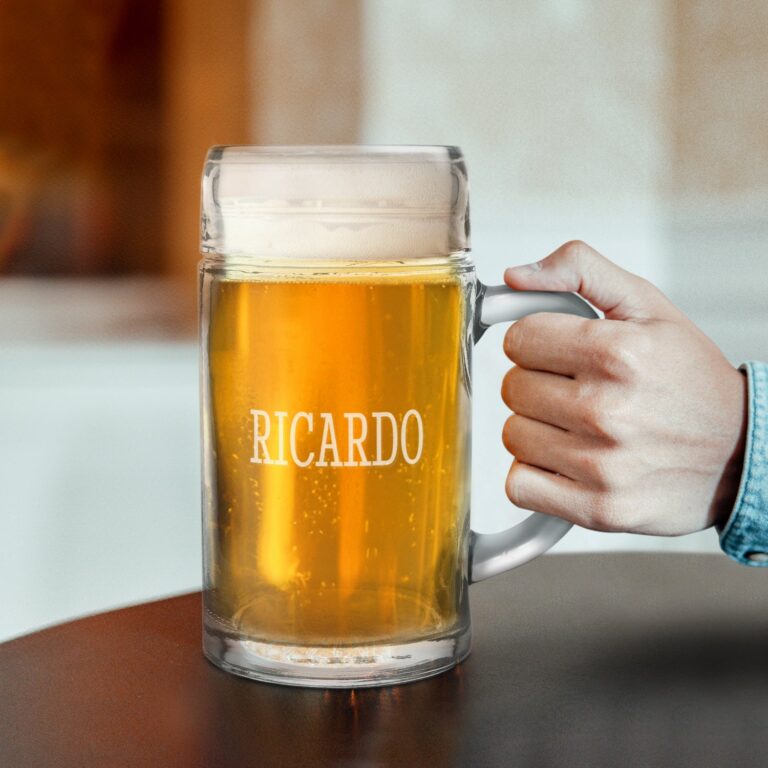 engraved 1l beer glass