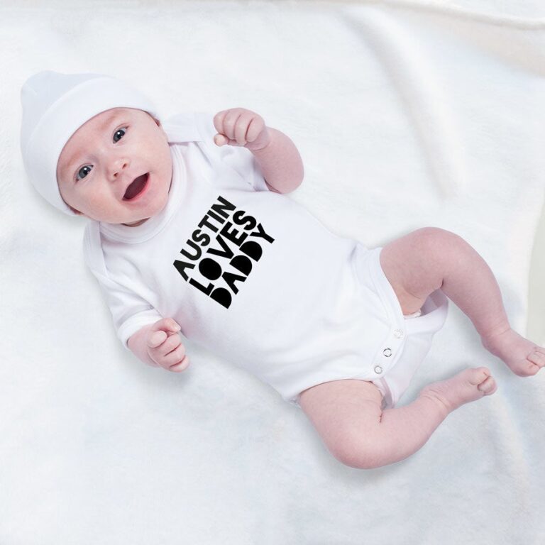 personalised first father's day babygrow – white 50/56
