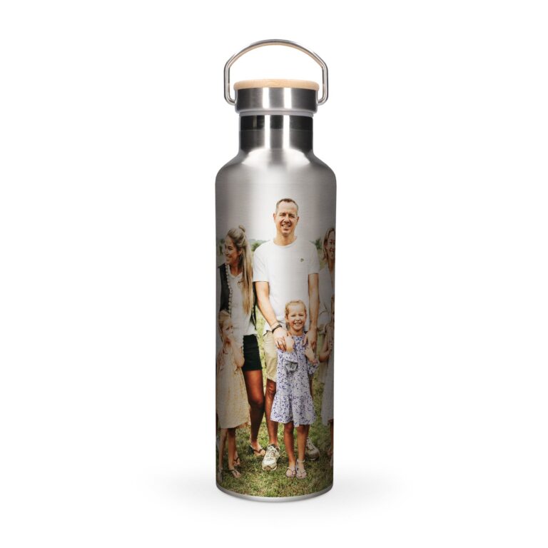 Personalised bamboo water bottle - Aluminium look personalised bamboo water bottle – aluminium look