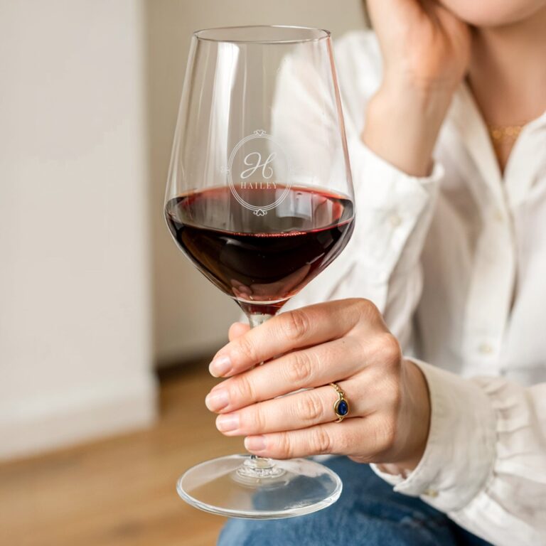 personalised red wine glasses – crystal glass – 6 pcs