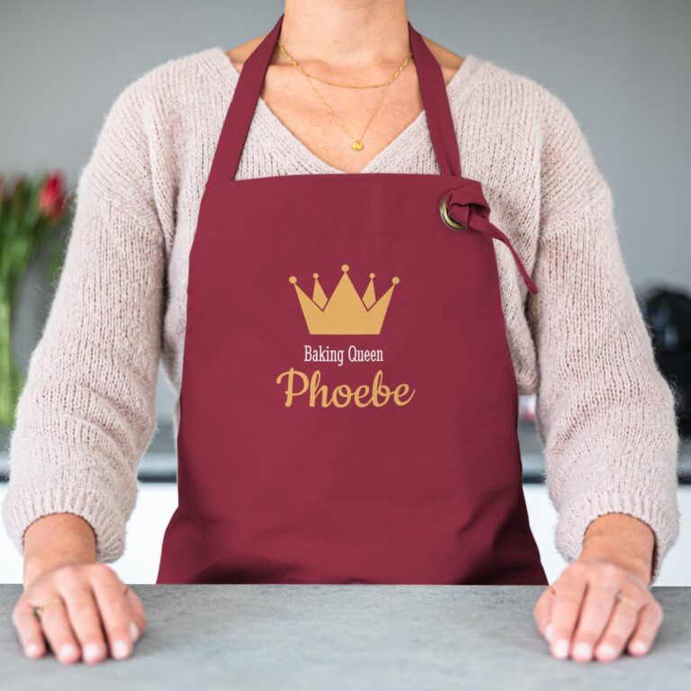 personalised kitchen apron – burgundy