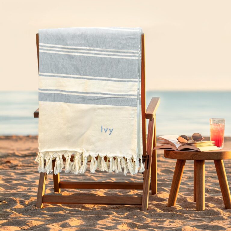 personalised hammam towel – grey – 210 x 203 cm