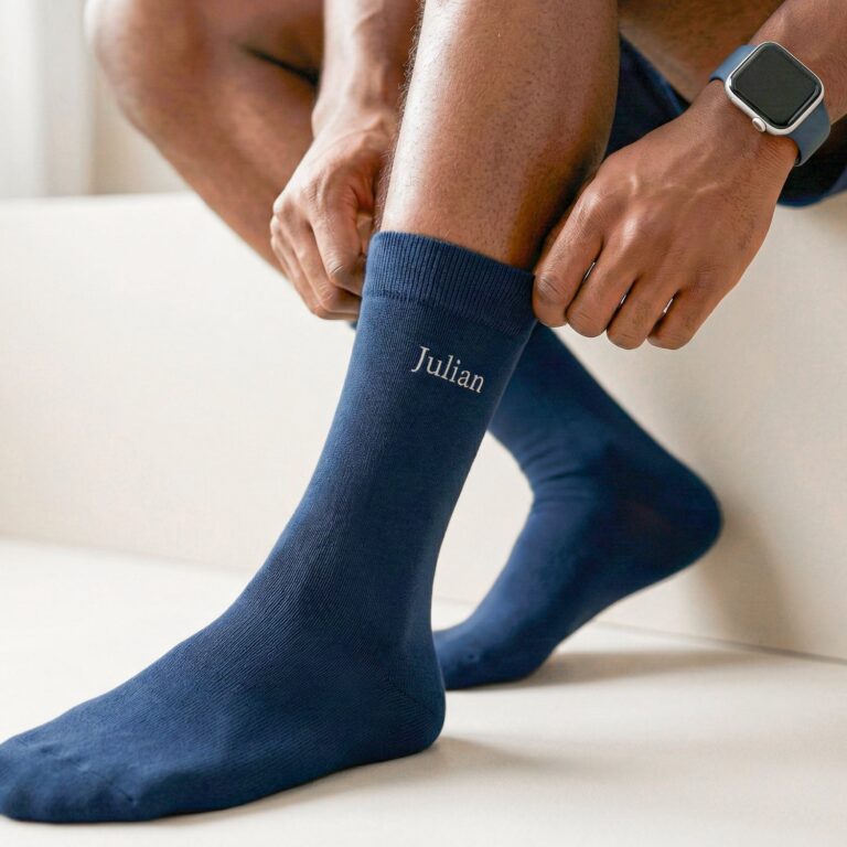 embroidered socks – blue – 43/46