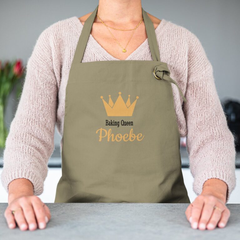 personalised kitchen apron – khaki green