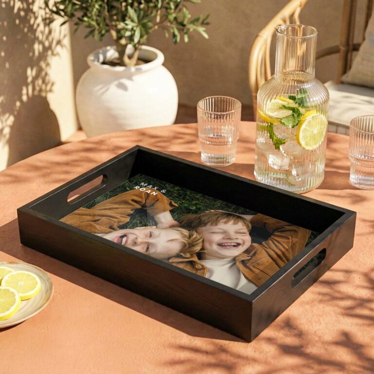 personalised photo tray – rectangle – black – 23.5 x 37 cm