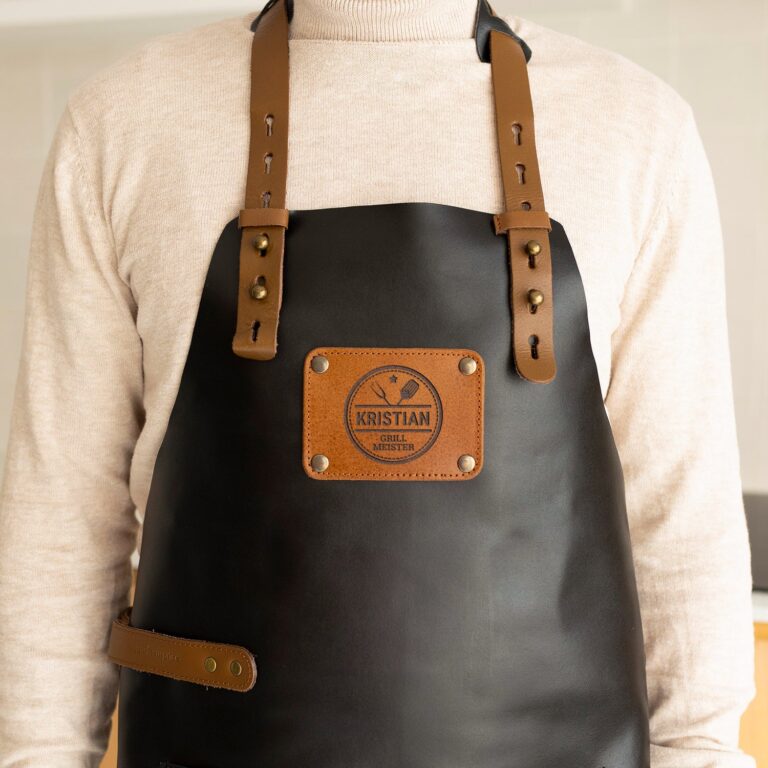 personalised leather apron – black