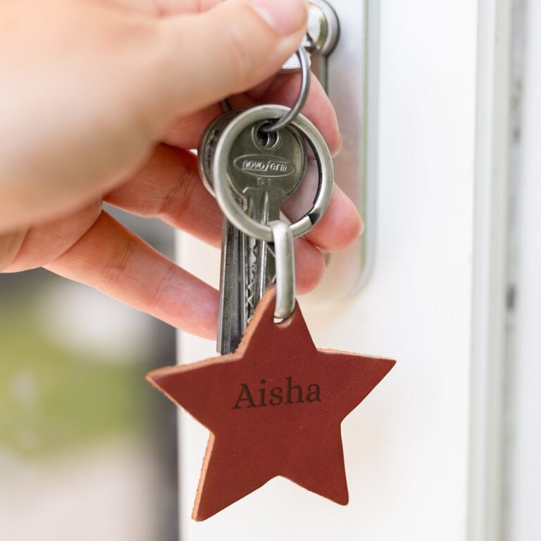 personalised leather keyring – star