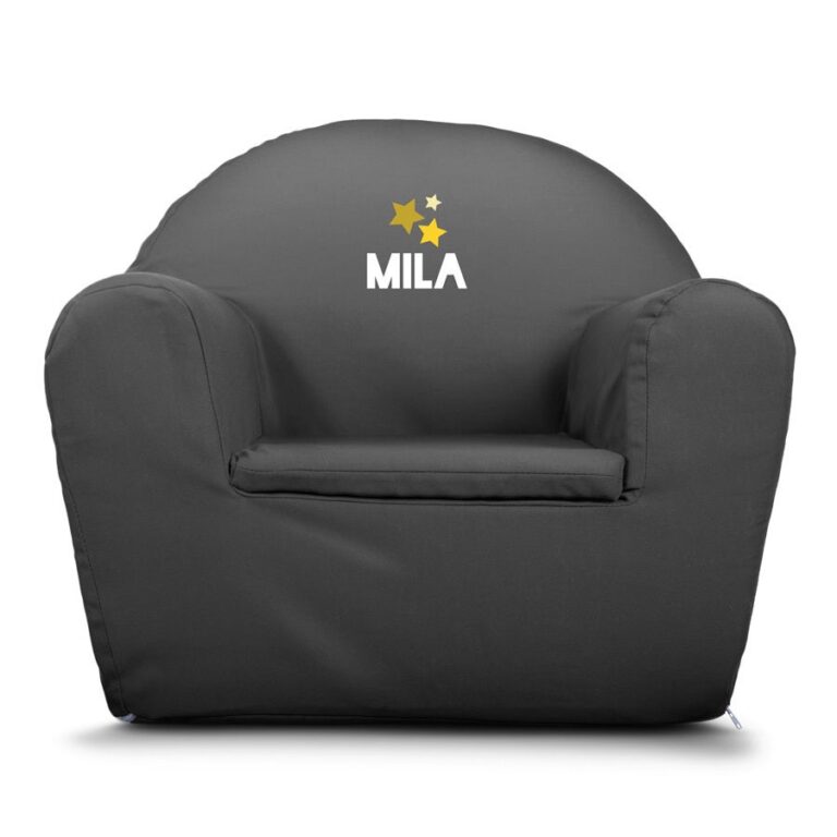 personalised toddler chair – grey – printed
