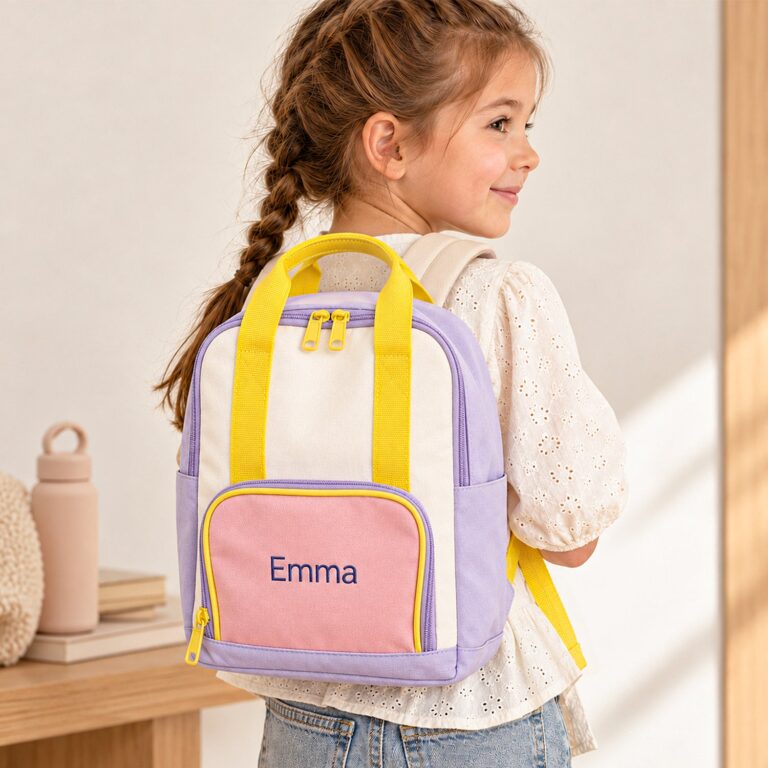 personalised children's backpack – embroidered – pink