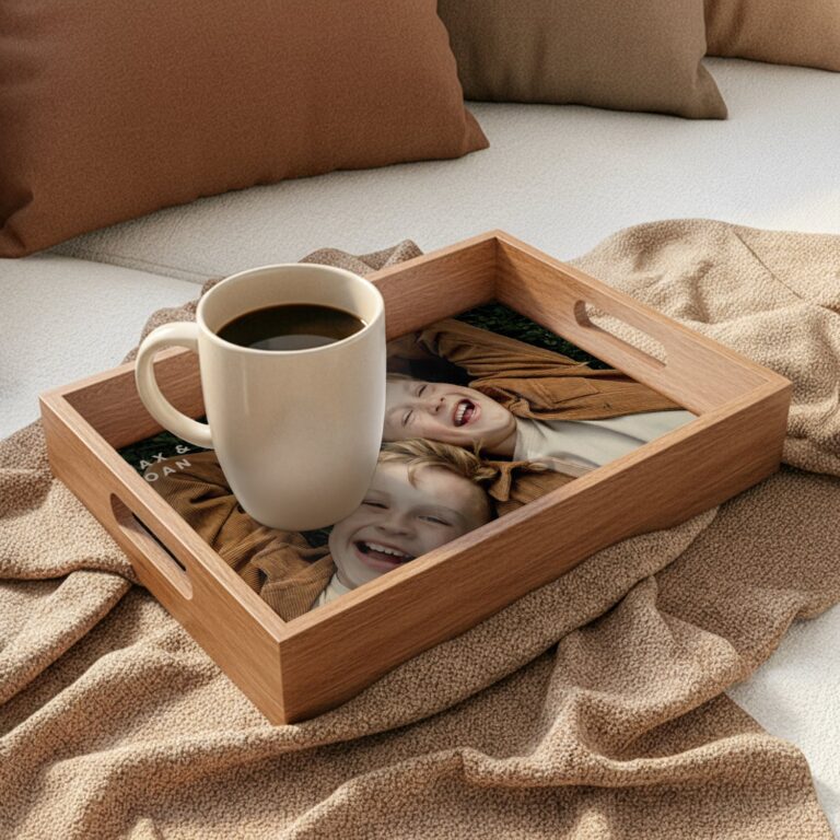 personalised wooden serving tray – beige – 20 x 30 cm