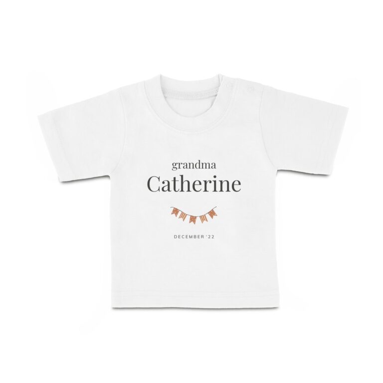 personalised baby t shirt – short sleeve – white – 62/68